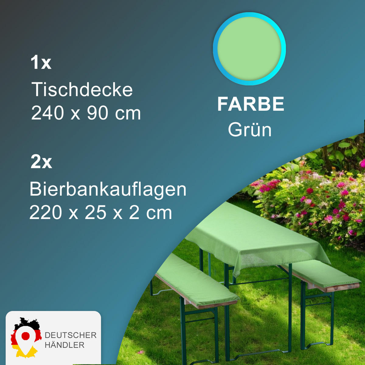 BIERBANKAUFLAGEN Set 240x90 cm Grün - Grün, Textil (90/240cm) - NYVI