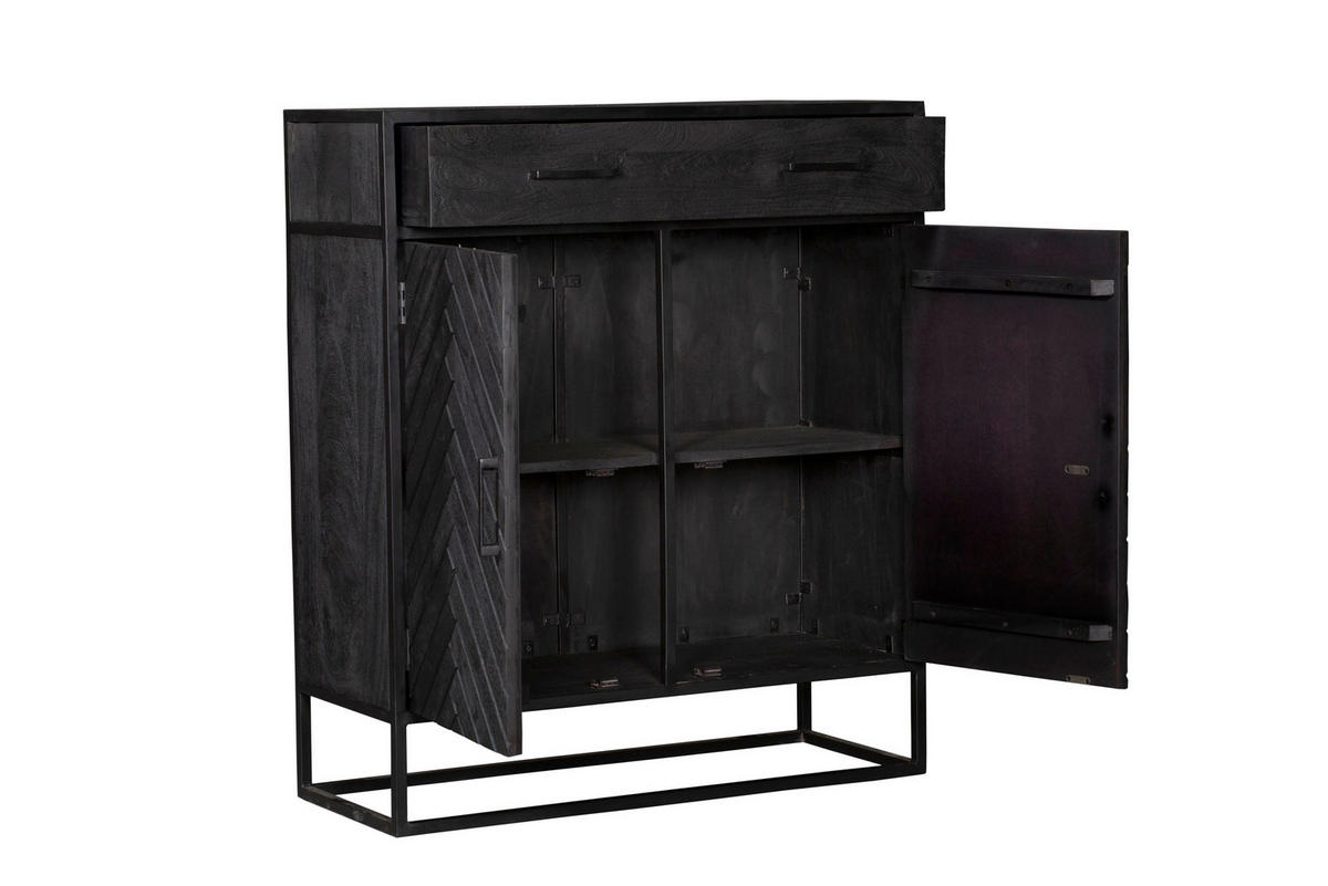 KOMMODE Cosmopolitan Mangoholz 100 cm / 40 cm Schwarz - Schwarz, Holz (100/115/40cm) - Villa Möbel