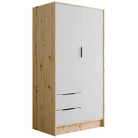 KLEIDERSCHRANK mit Flügeltüren KOLIN 100x200cm Artisan / Weiß - Eiche Artisan/Weiß, Holzwerkstoff (102/200/51cm) - ALTDECOR