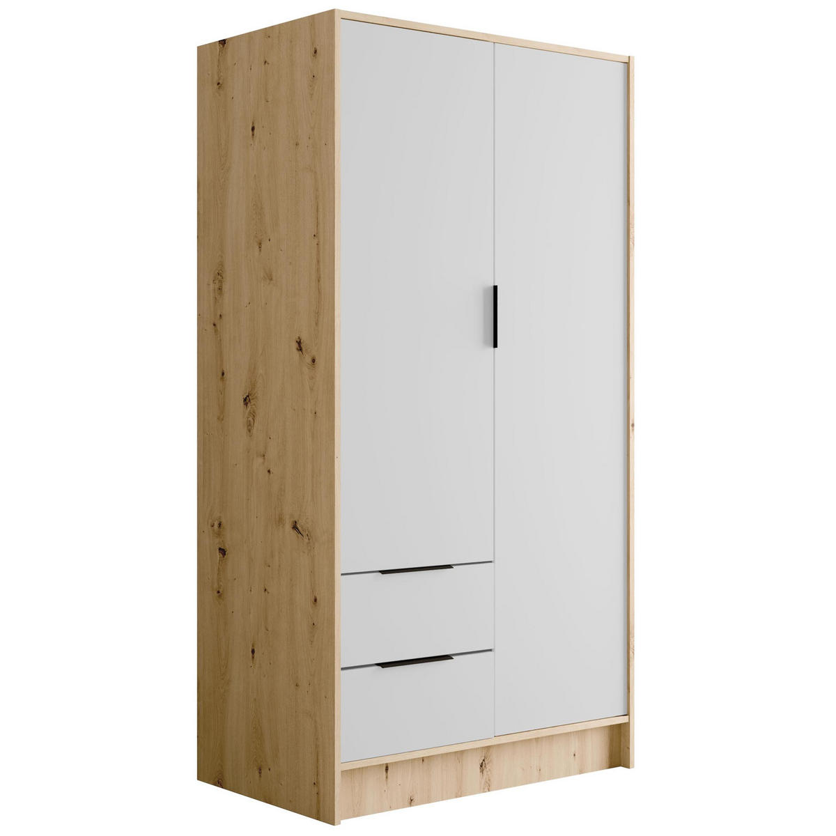 KLEIDERSCHRANK mit Flügeltüren KOLIN 100x200cm Artisan / Weiß - Eiche Artisan/Weiß, Holzwerkstoff (102/200/51cm) - ALTDECOR