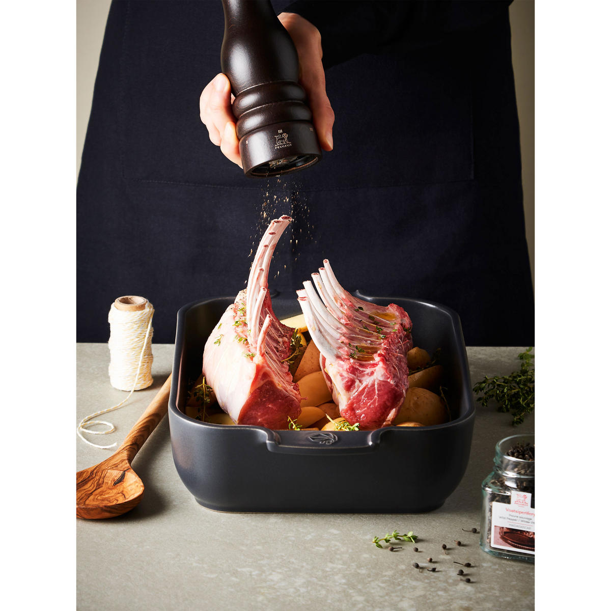 AUFLAUFFORM Keramik Appolia 40cm Rechteckig Schiefergrau Spülmaschinenfest - Grau, Keramik (27.2/40/8.3cm) - PEUGEOT