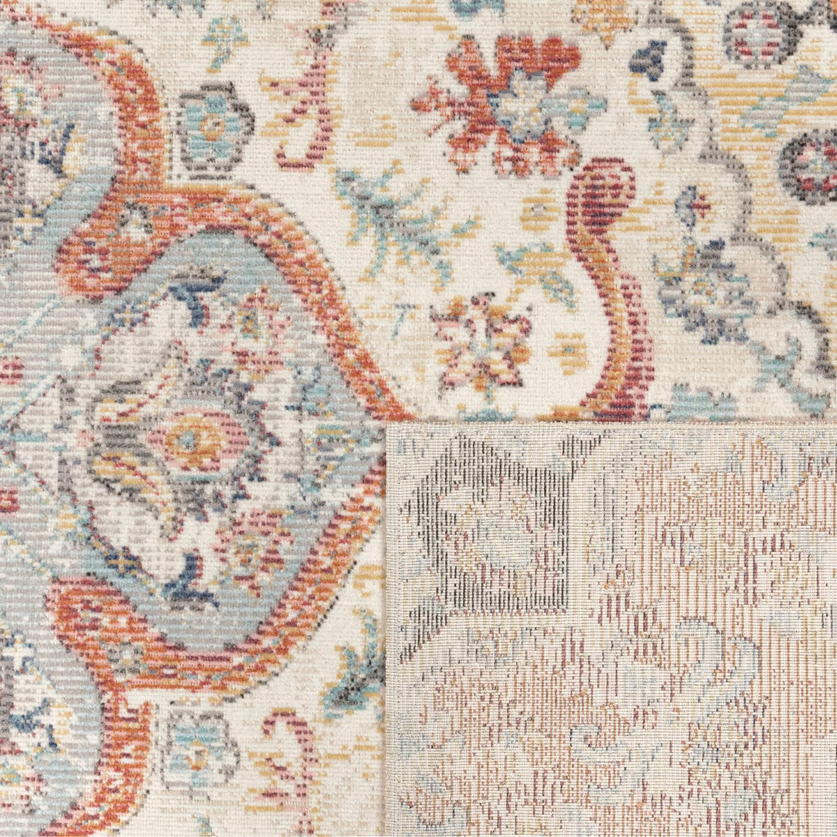OUTDOOR Teppich Orientalisch Vintage Balkon, Terrasse schmutzabweisend Grau Rechteckig 80x150 - Grau, Textil (80/150cm) - KADIMA DESIGN
