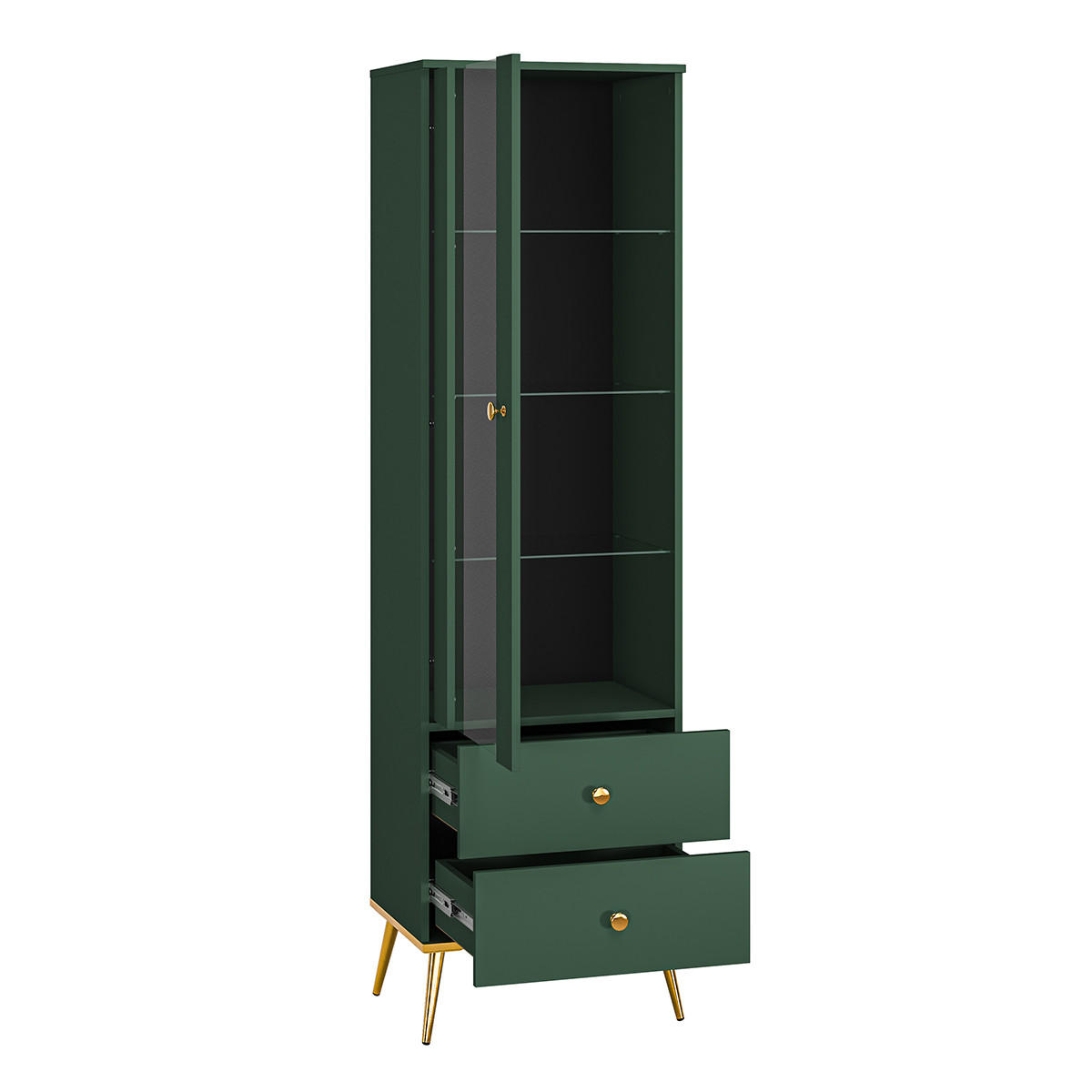VITRÍNA Thalia Zelená - zelená barva, kompozitní dřevo (55/190/40cm) - Petits-meubles