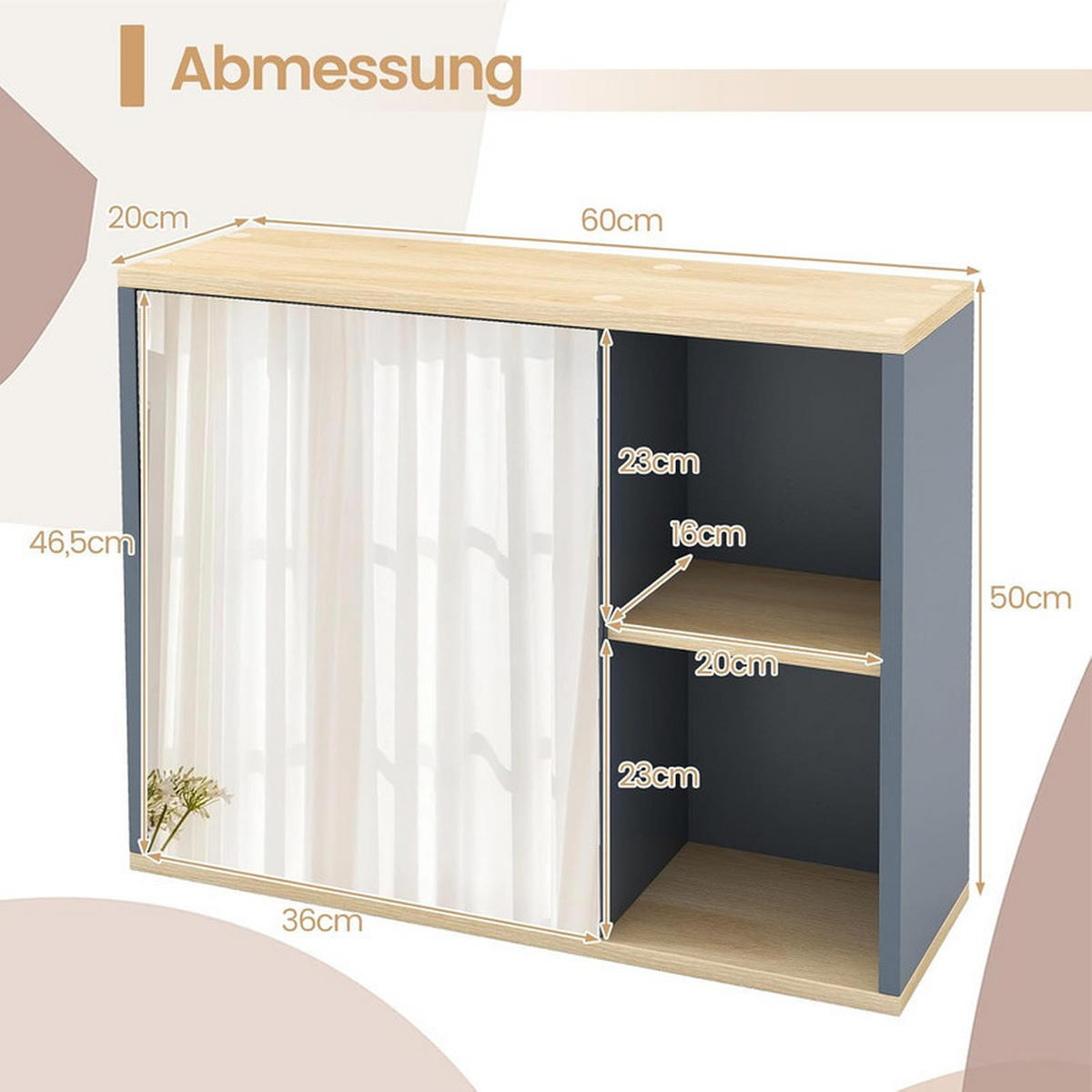 SPIEGELSCHRANK BAD mit verstellbarer Ablage grau - Grau, Holzwerkstoff (60/50/20cm) - COSTWAY