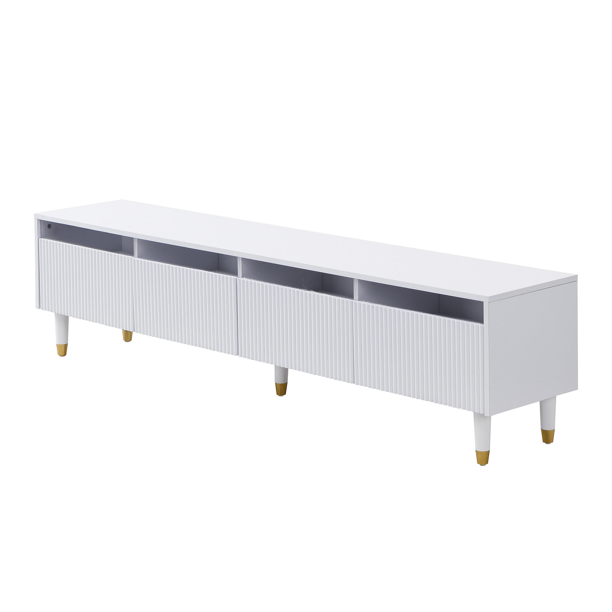 TV Lowboard 178 cm, 4 Schubladen, Holzoptik, Weiß - Weiß, Holz (178/45/35cm)