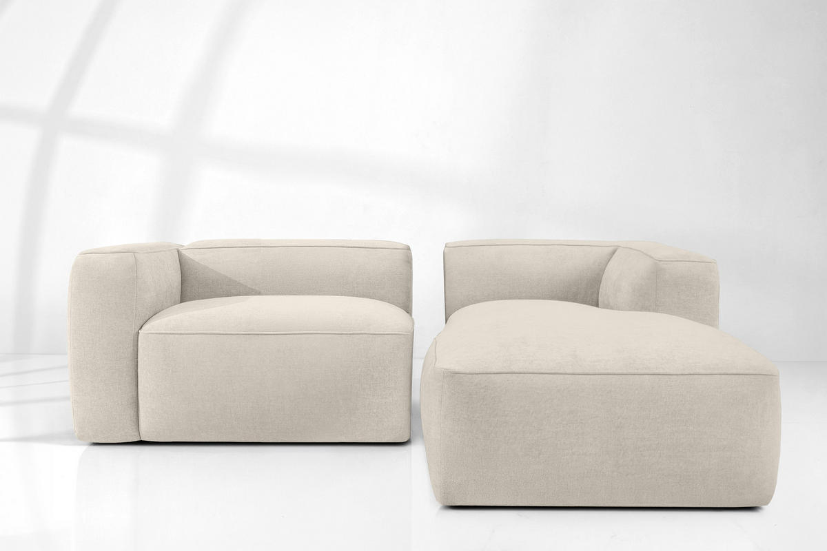 ECKSOFA RECHTS FUBBO, Ecru - Ecru, Holz/Holzwerkstoff (225/176cm) - KONSIMO®