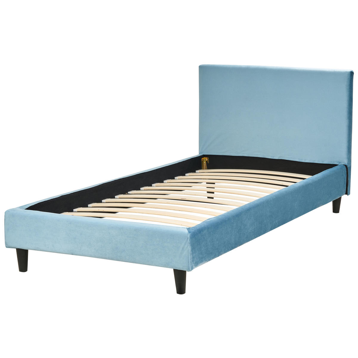 PAT TAPIȚAT 90/200cm albastru deschis Fitou - albastru deschis, material textil (90/200cm) - Beliani