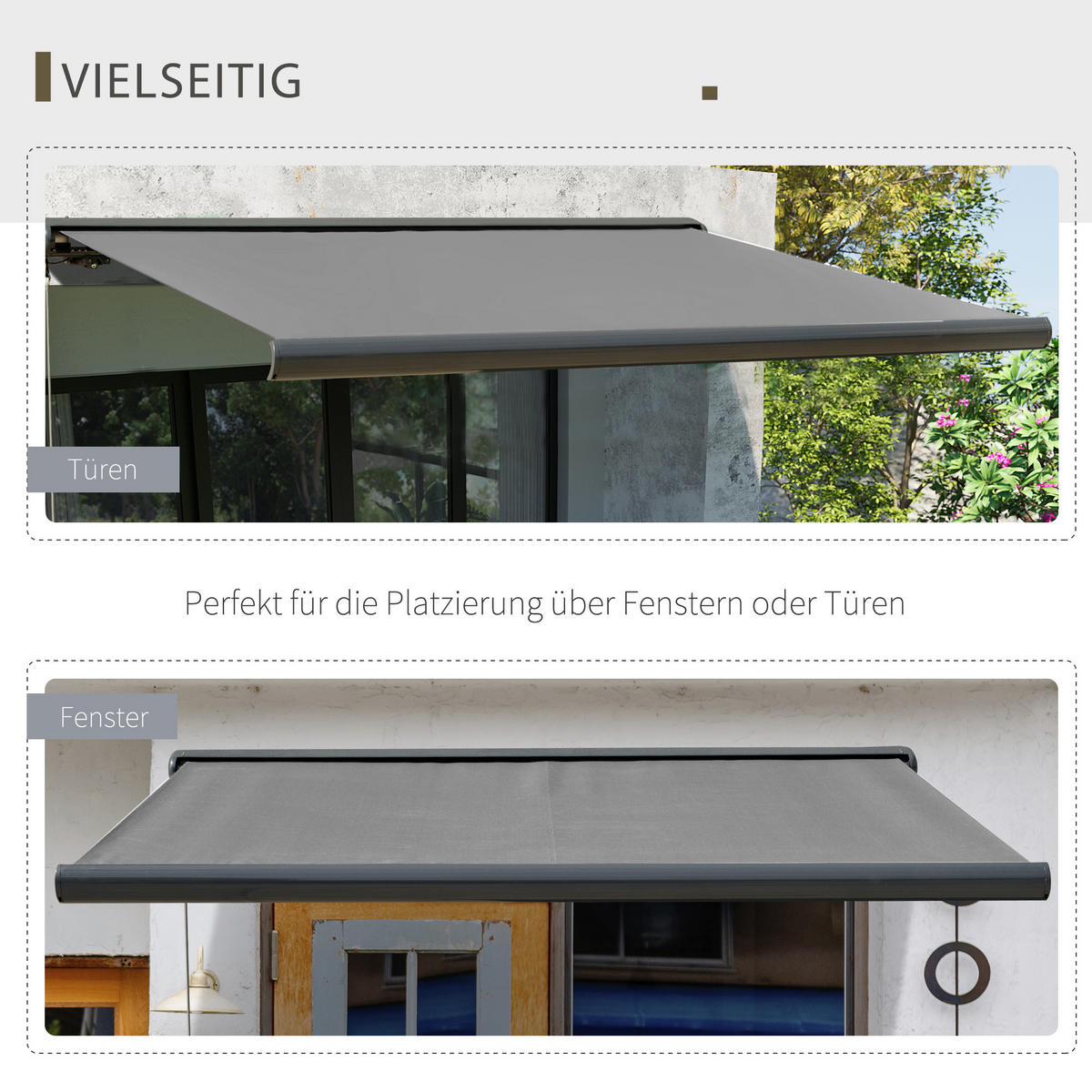 MARKISE, Aluminium, Dunkelgrau - Dunkelgrau, Metall (250/160/300cm) - Outsunny