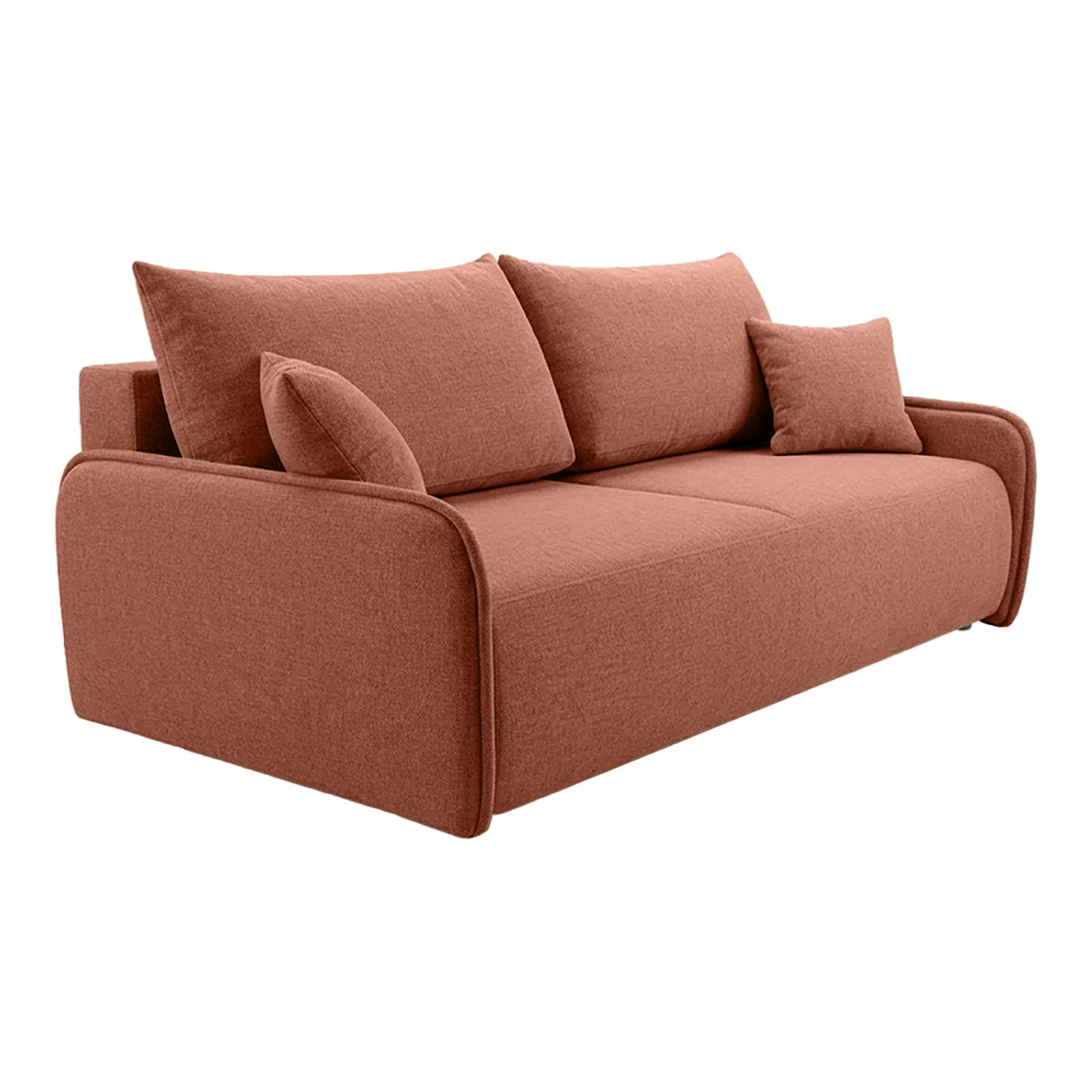 SOFA MEOO mit Schlaffunktion, Lachs - Terracotta, Textil (195/88/110cm) - Fedve
