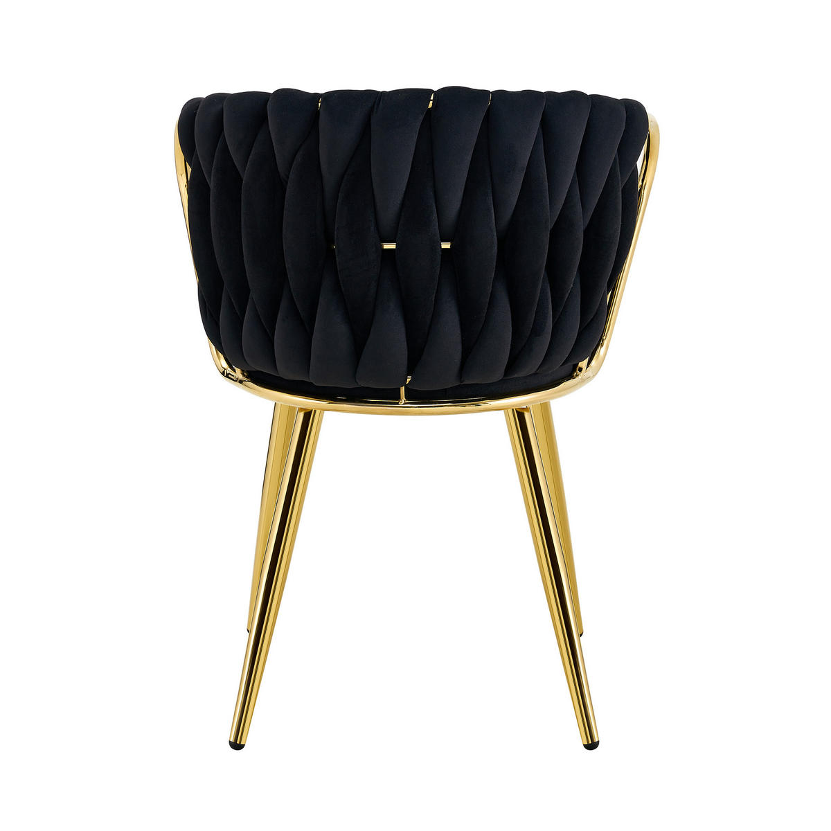 ESSZIMMERSTUHL 2ER-SET aus Samt mit goldenen Beinen, ergonomisch gepolstert - Schwarz, Textil (43/76/58cm) - Urban Meuble