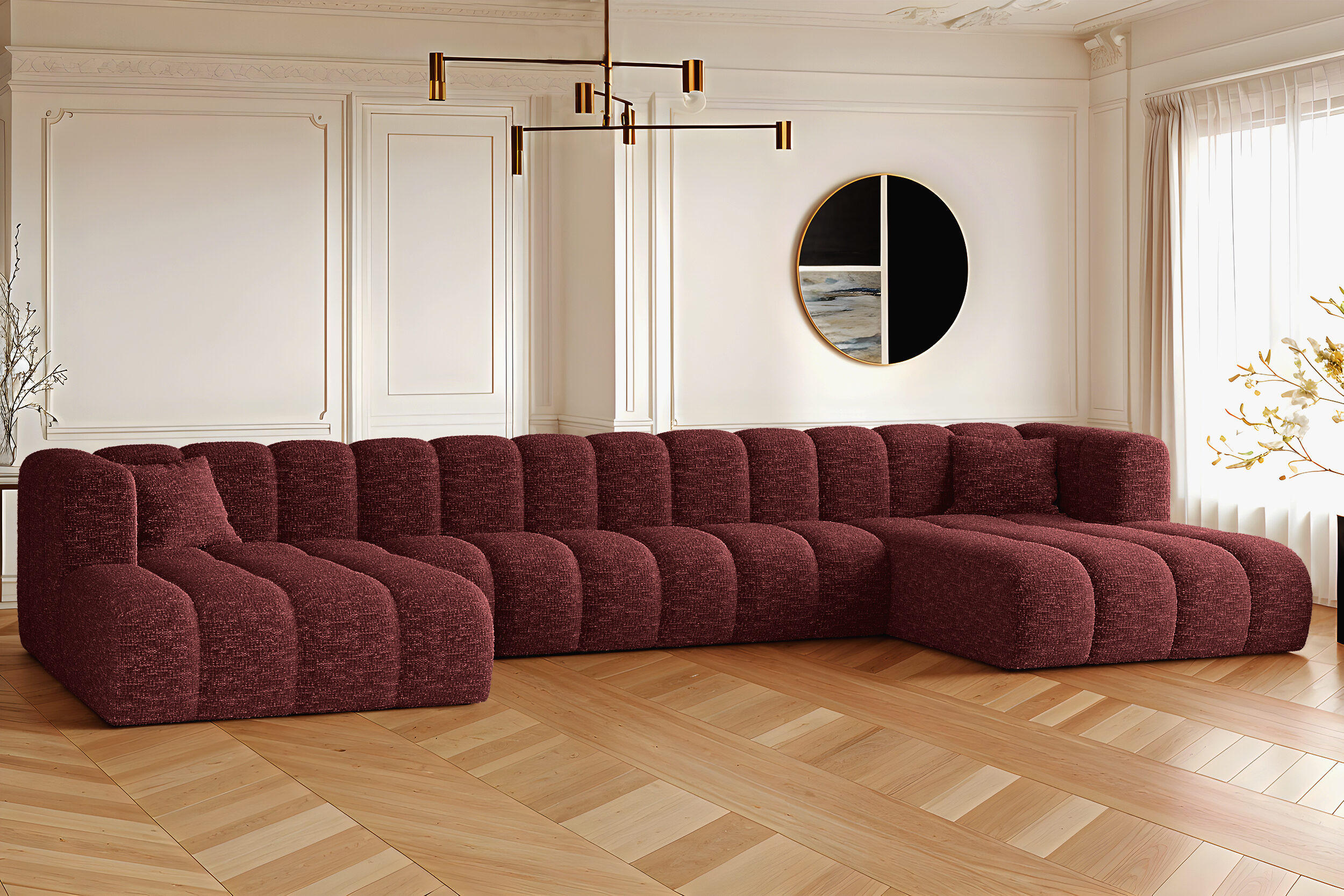 ECKSOFA U-form Grand U XL Stoff Haga Rotwein - Rot, Holz (179/408cm) - Kaiser Möbel
