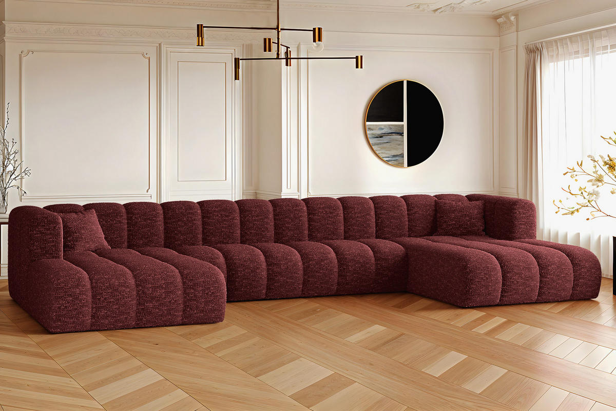 ECKSOFA U-form Grand U XL Stoff Haga Rotwein - Rot, Holz (179/408cm) - Kaiser Möbel