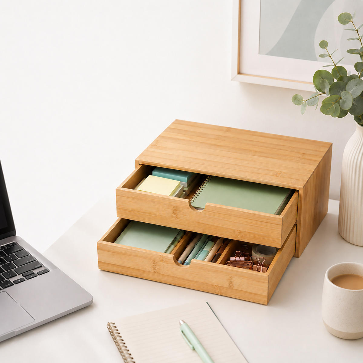 SCHUBLADENBOX Natur Bambus - Hellbraun, Holz (21/33/13.5cm) - Relaxdays