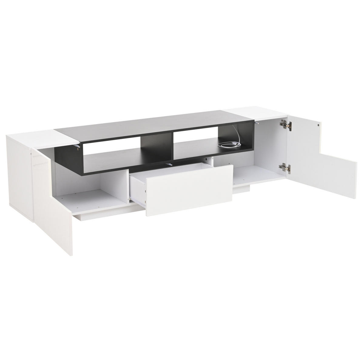 TV-ELEMENT mit LED und Schublade 180 x 40 x 48 cm Weiß Hochglanz - Weiß, Holzwerkstoff (40/48/180cm) - Beauniv