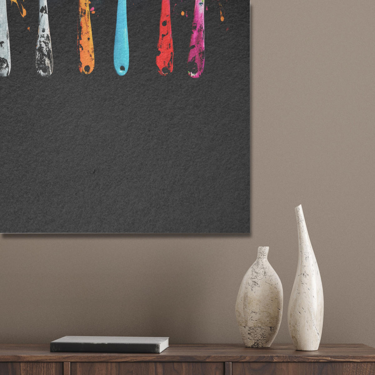 AKUSTIKBILD Löffel - Gewürze - Modern - Graffiti - Farbe - Farbenfroh Wandbilder 60x80 cm - Multicolor, Textil (60/80/0.9cm) - MuchoWow