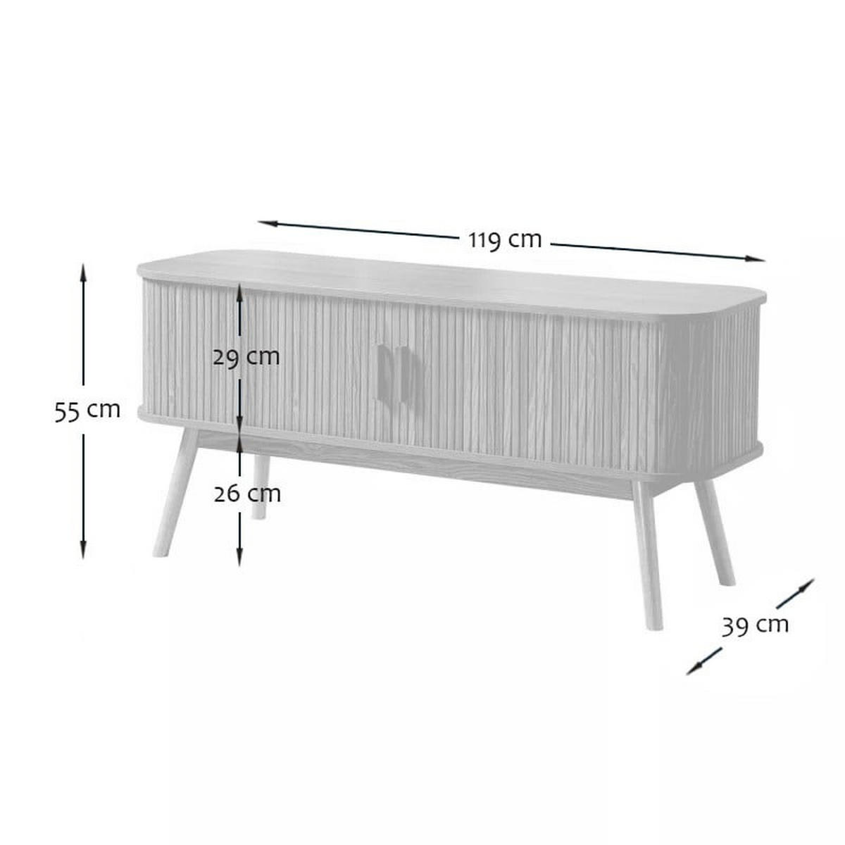 TV-MÖBEL 2 Schiebetüren ernest 39/55/119 cm - Eschefarben, Holzwerkstoff (119/55/46cm) - Calicosy