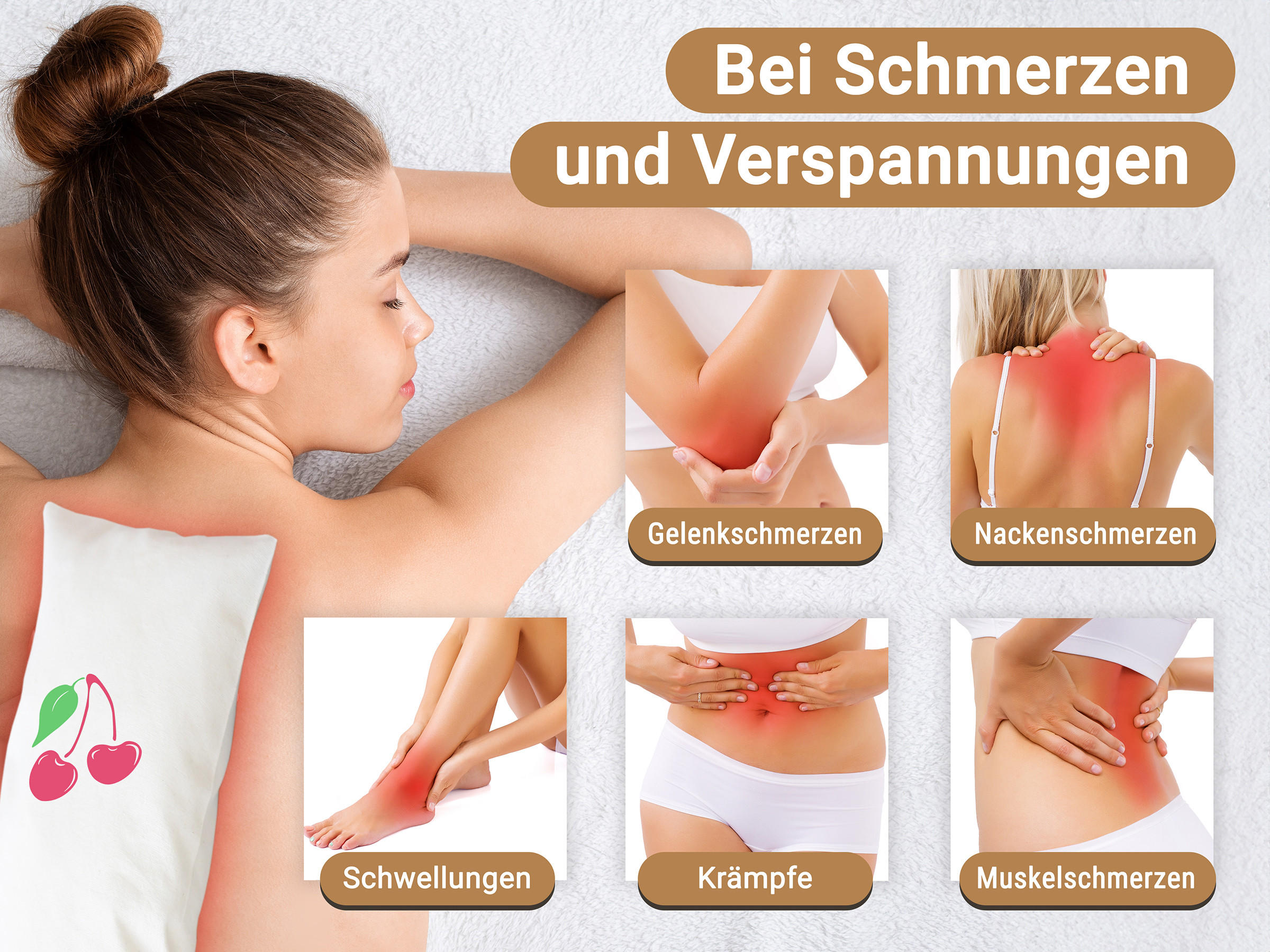 WÄRMEKISSEN, 20x53 cm, 100% Baumwolle, Weiß - Beige, Textil (20/5/53cm) - Zollner24