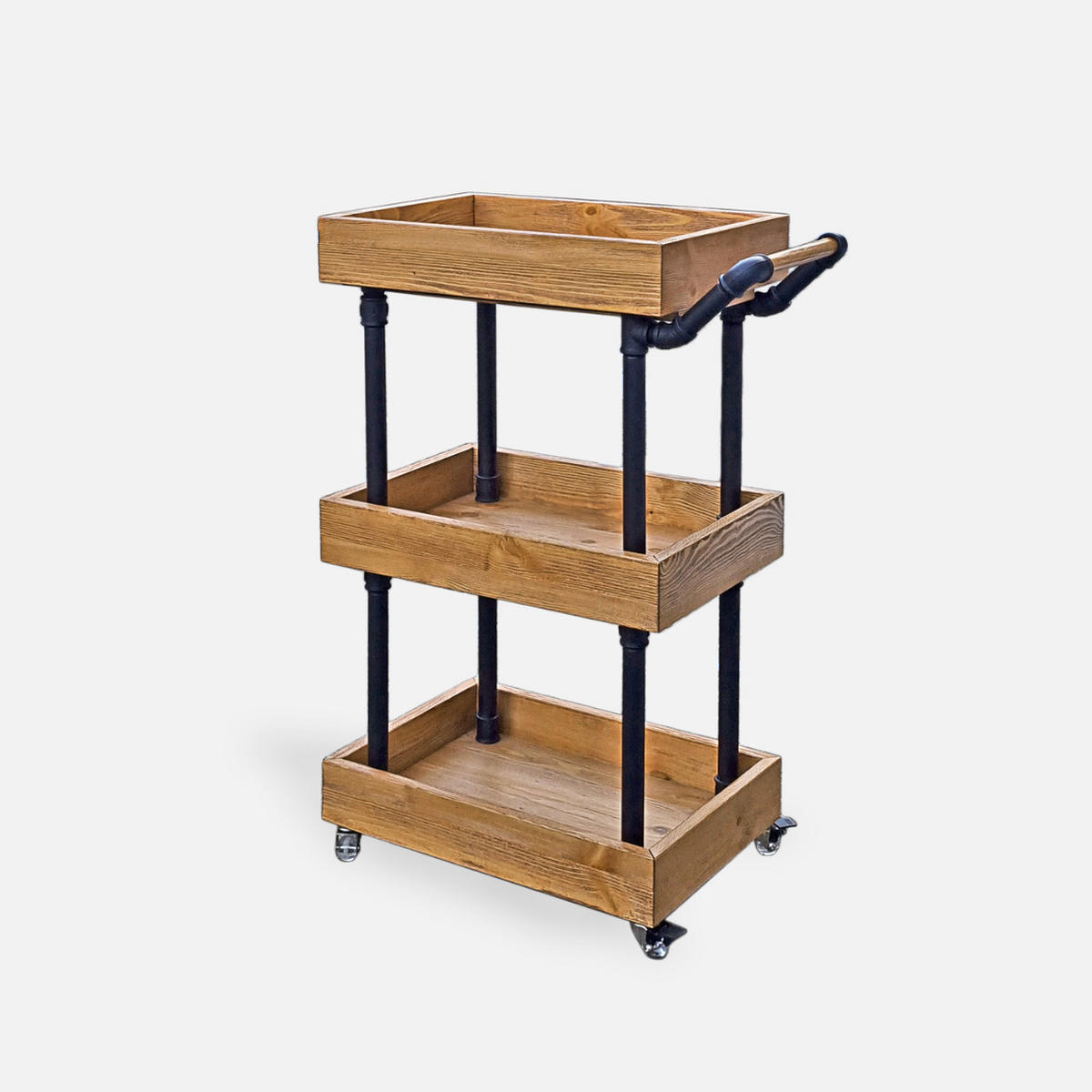 FRISEURWAGEN auf Massivholzrädern - Eichefarben, Holz (50/90/35cm) - Rawood Furniture