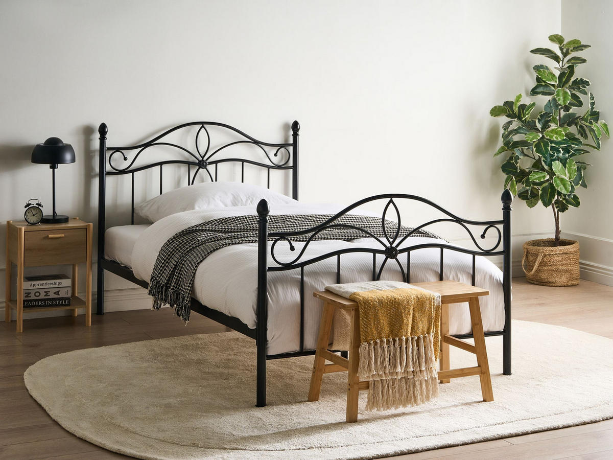 BETT mit Lattenrost 120/200 cm Schwarz Antlia - Schwarz, Metall (120/200cm) - Beliani