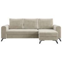 ECKSOFA Axel Velvet Beige - Beige/Schwarz, Textil/Metall (242/140cm) - MKS