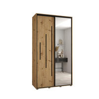 SCHWEBETÜRENSCHRANK 235,2/130/60 2-türig - Schwarz/Eiche Artisan, Holz/Metall (130/235/60cm) - Abiks Möbel