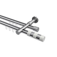 INNENLAUF-GARDINENSTANGEN-SET Prestige Mavell 320 cm (geteilt in 2 x 160 cm), 2-läufig, 20 mm Ø Chrom - Chromfarben/Weiß, Metall (320cm) - INTERDECO
