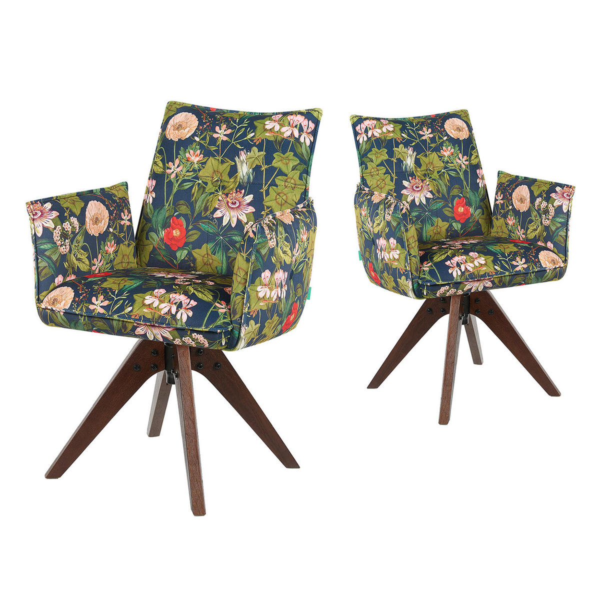 ARMLEHNSTUHL Mika-Emil 2er-Set - Nussbaumfarben/Multicolor, Eichenholz/Holz (60/88/63cm) - DUBI Möbel