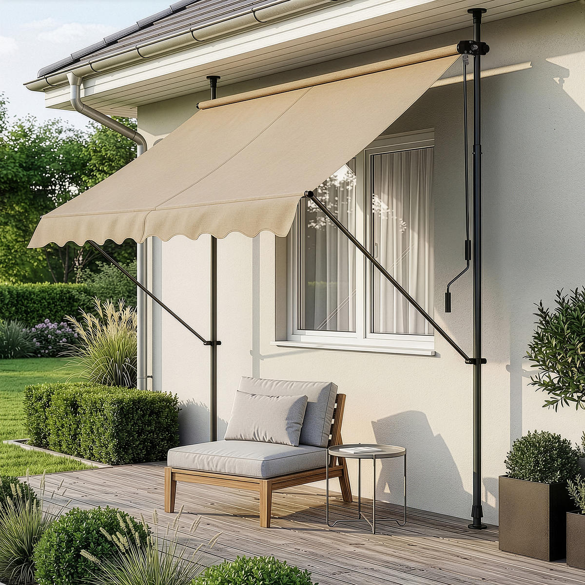 KLEMMMARKISE Stem - Sandfarben, Textil/Metall (150/309/120cm) - pro.tec