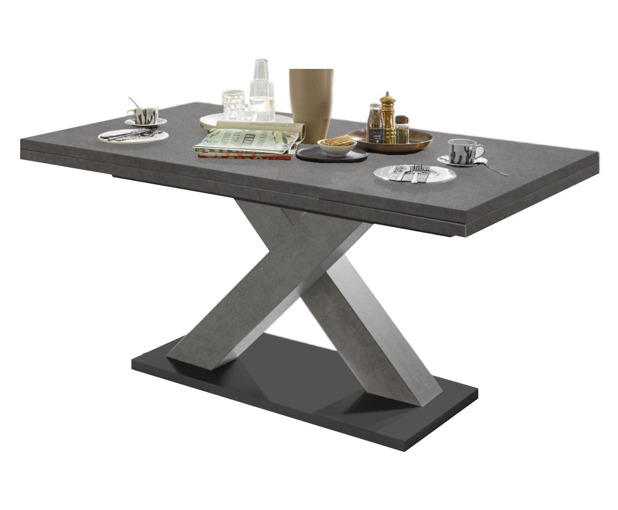 ESSTISCH ausziehbar Elene 160x90x76 Graphit - Grau, Holzwerkstoff (160/90/76cm) - 58aufmkessel