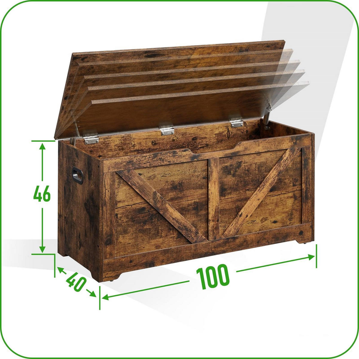 TRUHENBANK Holzoptik Dunkelbraun Sitzbank 100×40×46 cm - Dunkelbraun, Holzwerkstoff (100/46/40cm) - Begryf