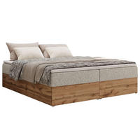 BOXBETT WOOD ZERO 160/200 - Hellgrau Struktur - H3 - Topper Visco - Hellgrau, Textil (160/200cm) - MKS