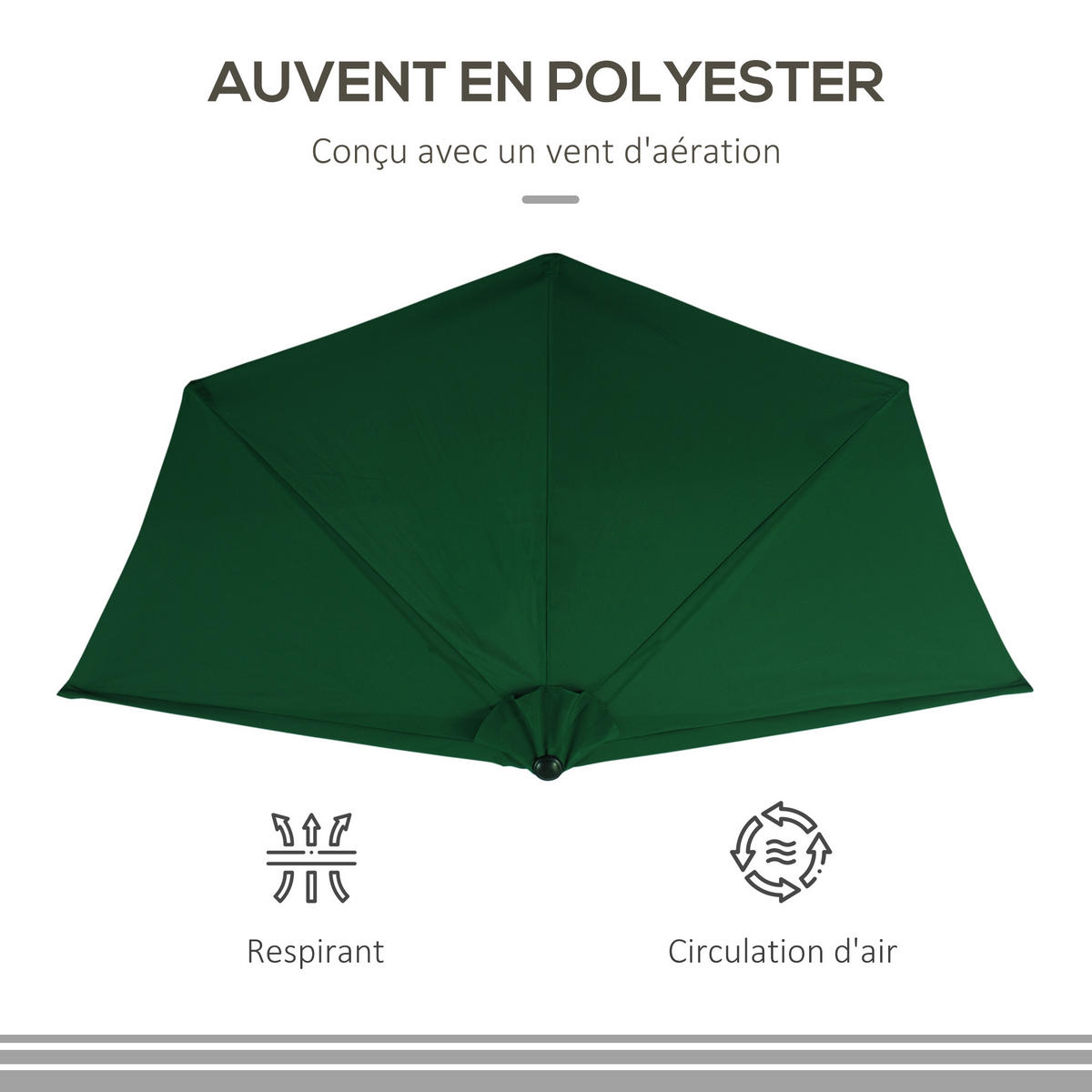 SONNENSCHIRM DE-11496 2,93/1,5/2,49 m Grün - Grün, Textil (150/293cm) - ComfortXL