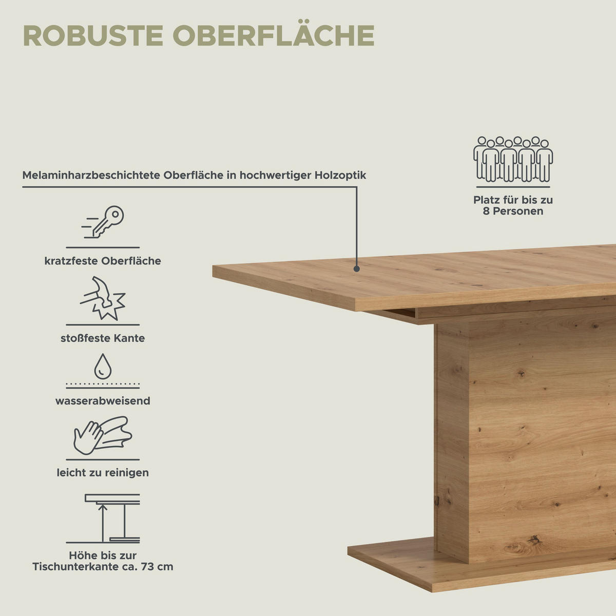 ESSTISCH MOTION (B/H/T: ca. 150/76/90 cm) in Artisan Oak Nachbildung/Artisan Oak Nachbildung - Eiche Artisan, Holzwerkstoff (90/150/76cm)