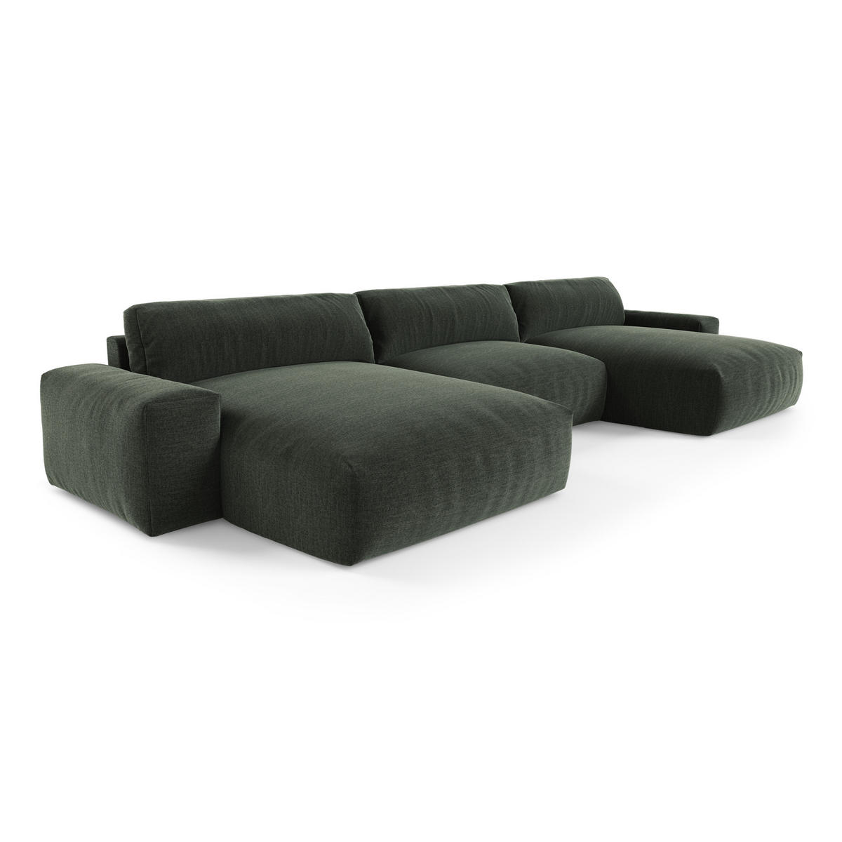WOHNLANDSCHAFT Rastergewebe Khakigrün 420cm - Olivgrün/Grün, Textil (420/75/174cm) - Sia Home
