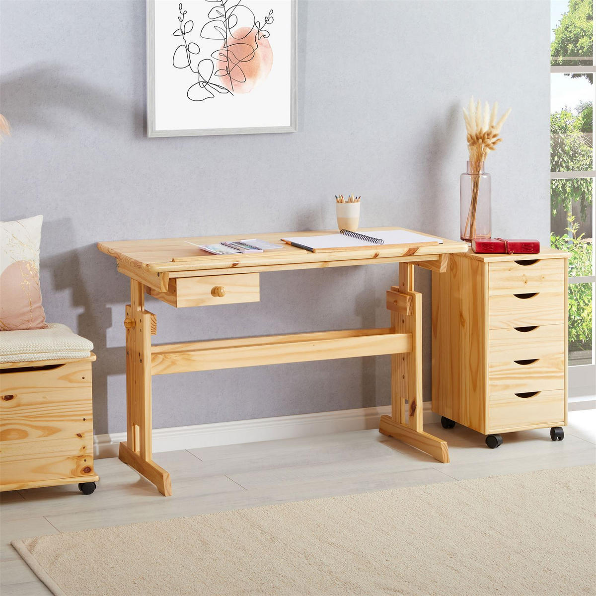 KINDERSCHREIBTISCH FLEXI - Naturfarben, Holz (109/75/55cm) - IDIMEX