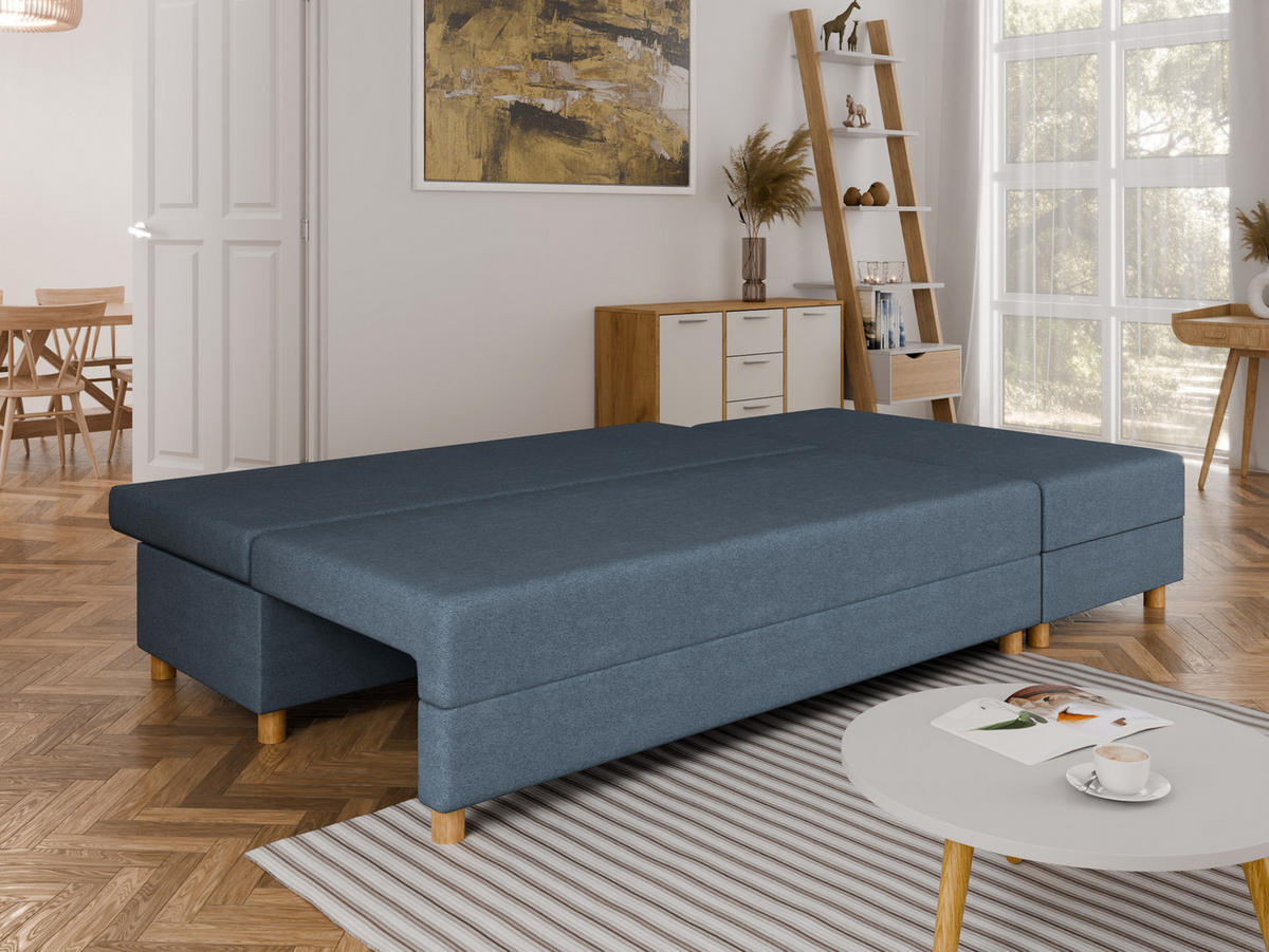 ECKSOFA Lellice L-Form- links oder rechts montierbar, blau - Blau, Holz (214/122cm) - Panda Möbel