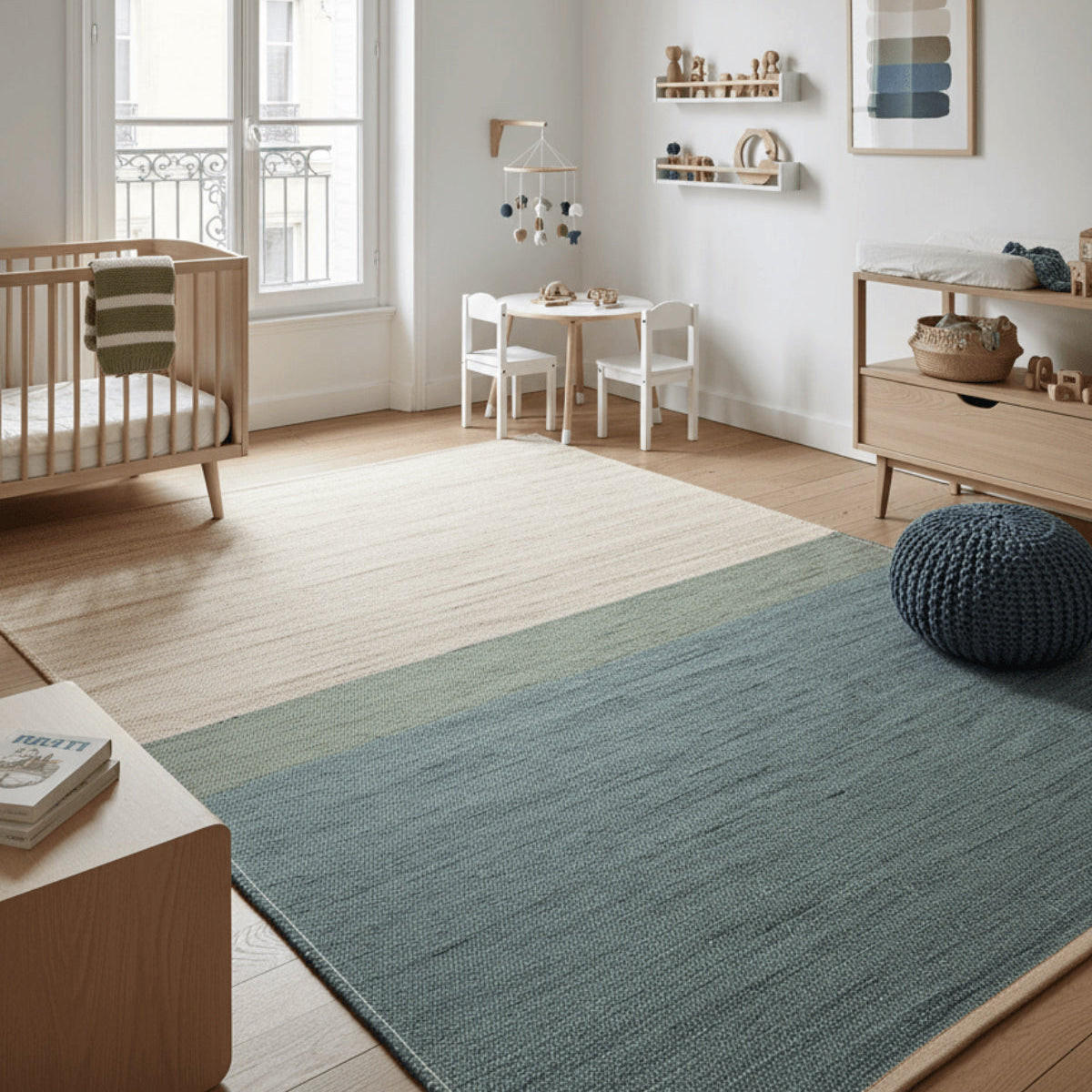 DESIGN-TEPPICH aus handgewebter Jute blau - Blau, Naturmaterialien (120/170cm) - AFK Living