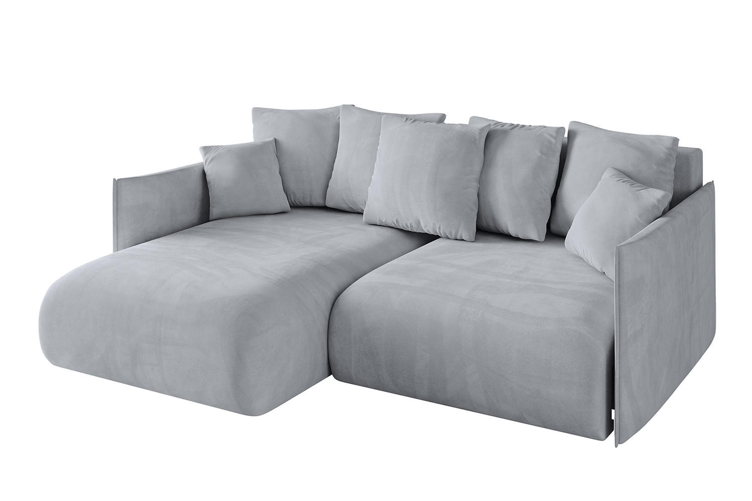 ECKSOFA mit Schlaffunktion und Bettkasten ONESK-L 208x165x40 Hellgrau Velours - Hellgrau, Holzwerkstoff/Kunststoff (208/165cm) - ALTDECOR