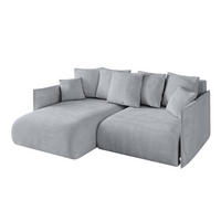 ECKSOFA mit Schlaffunktion und Bettkasten ONESK-L 208x165x40 Hellgrau Velours - Hellgrau, Holzwerkstoff/Kunststoff (208/165cm) - ALTDECOR