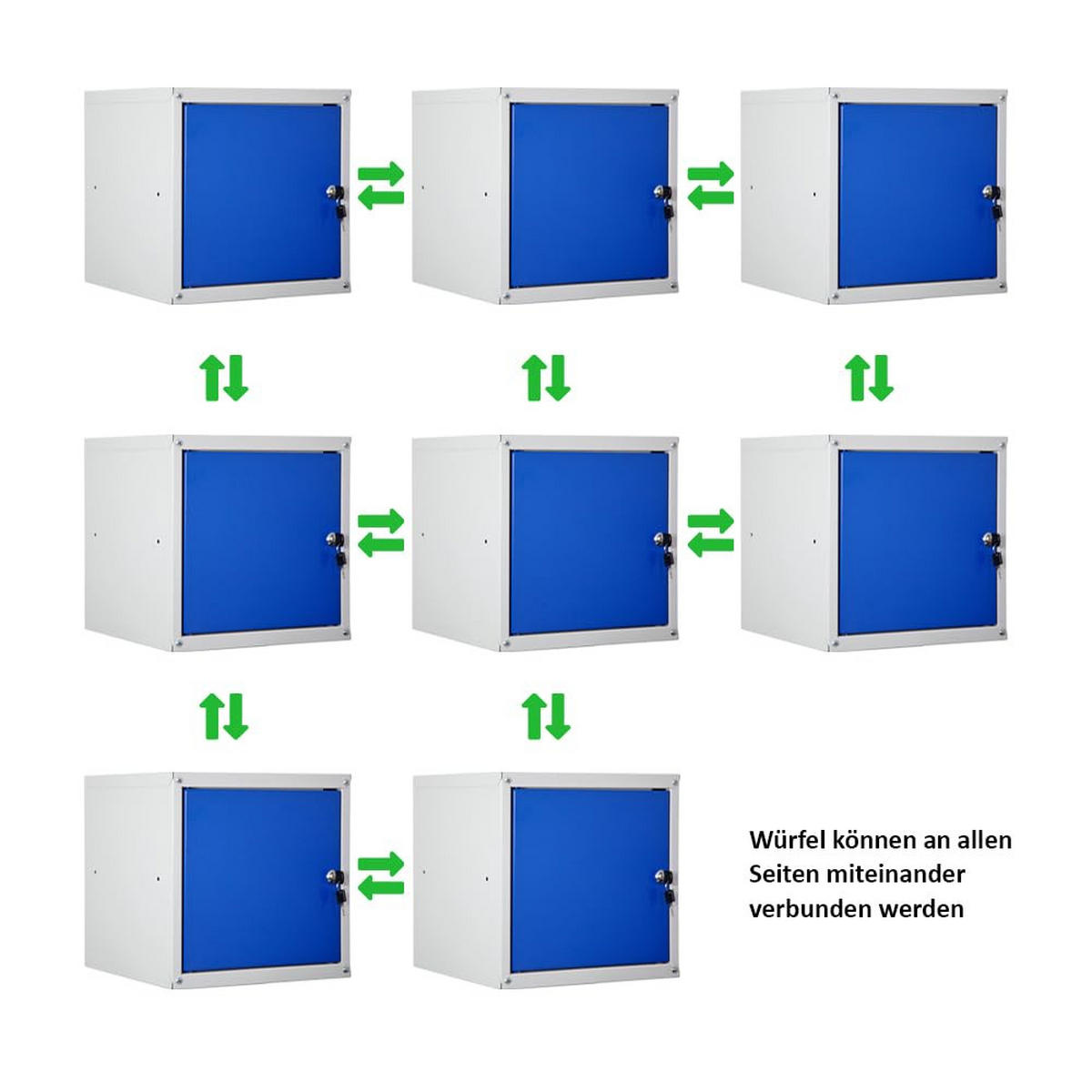 SCHLIESSFACHWÜRFEL Cubic 35x35x35 cm Grau/Blau - Blaugrau, Metall (35/35/35cm) - PROREGAL