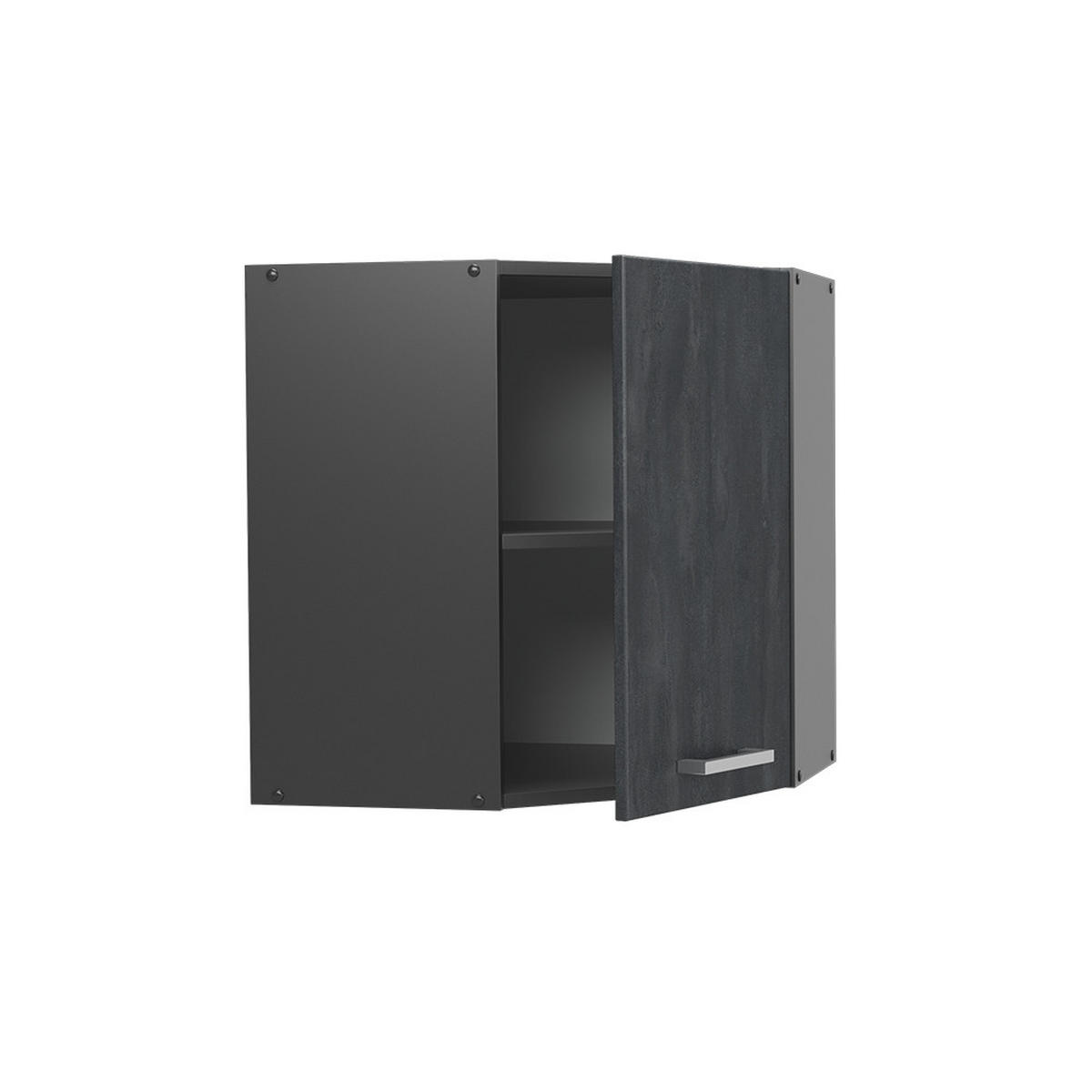 ECKHÄNGESCHRANK HÄNGESCHRANK R-Line Schwarz Beton 57 cm - Anthrazit/Schwarz, Holzwerkstoff (57/60/34.1cm) - Vicco