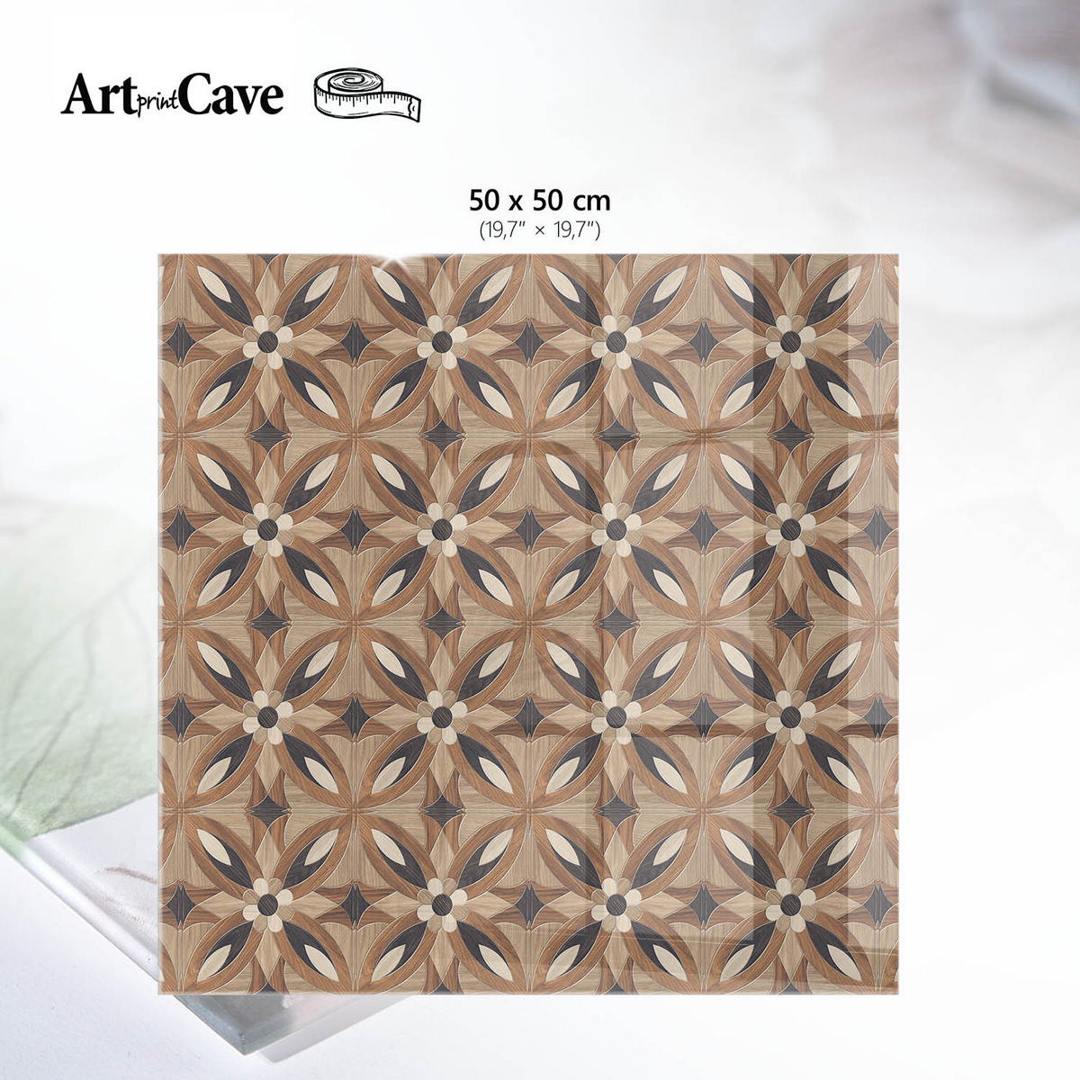 GLASPLATTE 50x50 cm – Geometrisches Mosaik - Grau, Glas (0.4/50/50cm) - ArtPrintCave