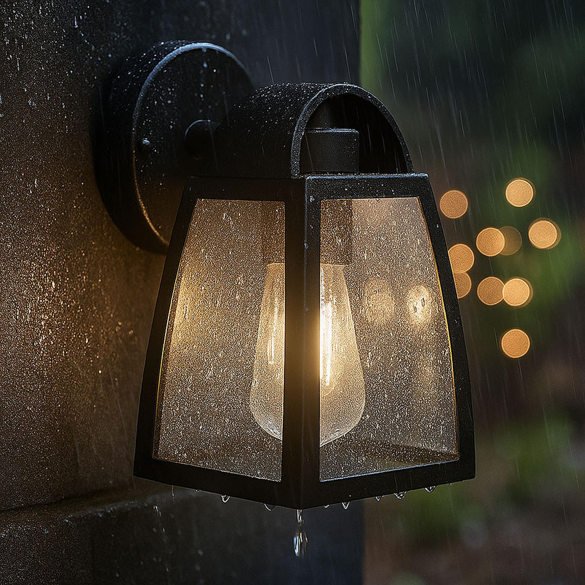 LED AUSSEN WANDLEUCHTE ALU Glas Schwarz 2er Set - Schwarz, Glas (20/12/12cm)