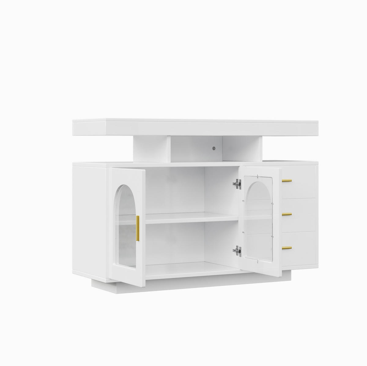 SIDEBOARD aus Spanplatte 120x40x80 cm Weiß mit RGB-LED-Beleuchtung und 3 Schubladen - Weiß, Holzwerkstoff (120/80/40cm) - IVMEU