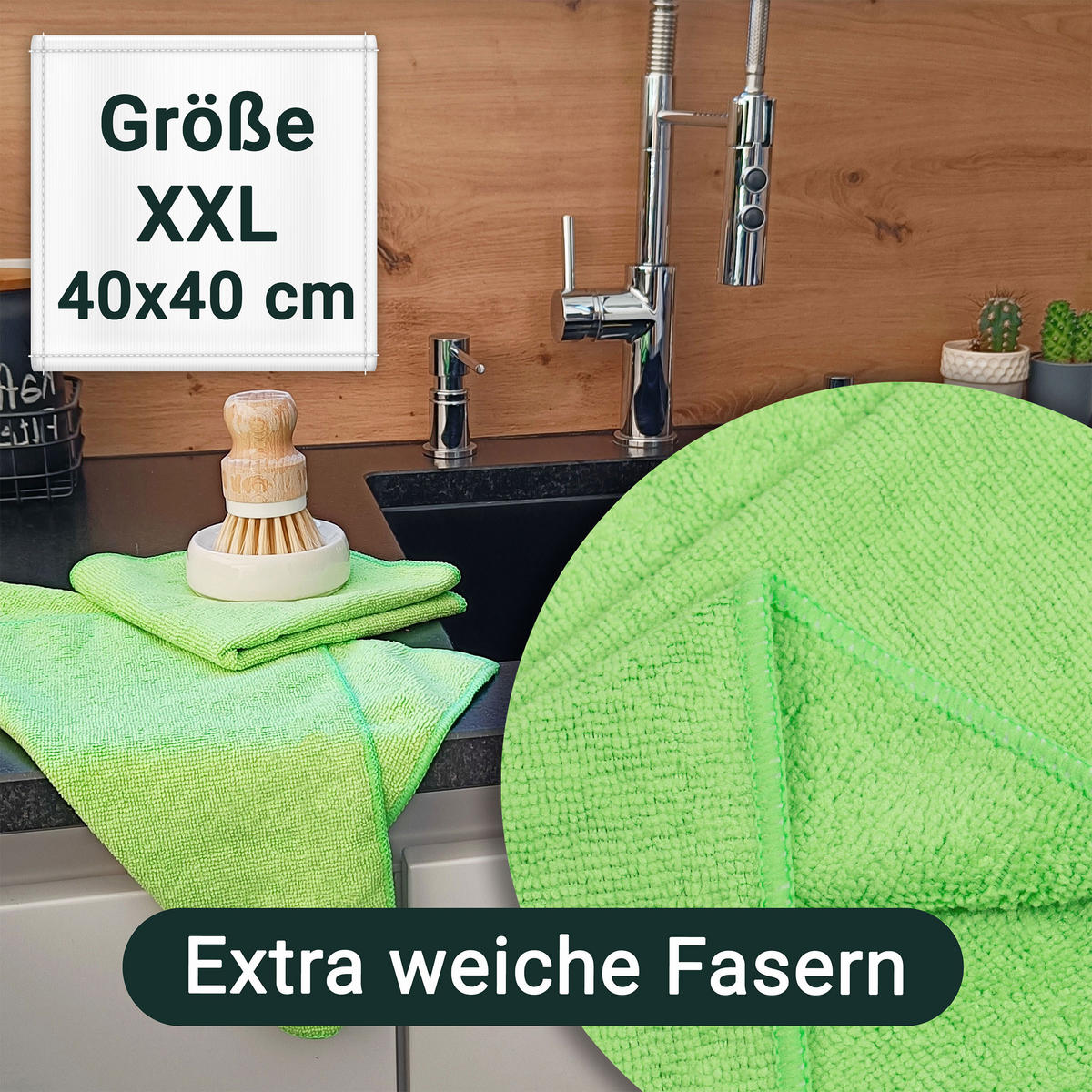 REINIGUNGSTÜCHER, 10er-Set, 40x40 cm, 80% Polyester, 20% Polyamid, Grün - Grün, Textil (40/40cm) - Zollner