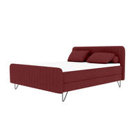 BOXSPRINGBETT LUCIO Bouclé-Stoff Rot 160/200 cm - Rot/Schwarz, Textil/Metall (160/200cm) - 99rooms