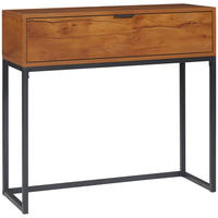 KONSOLENTISCH mit Schrank, Sofatisch Flurtisch im Industriedesign für Eingang - Naturfarben, Kunststoff/Metall (80/30/76cm) - HOMCOM