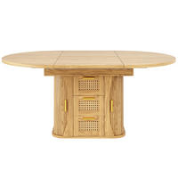 ESSTISCH Ausziehbar 118-158Cm Stauraum Rattan Schwarz - Naturfarben, Holzwerkstoff (118/118/77.1cm) - FLIEKS