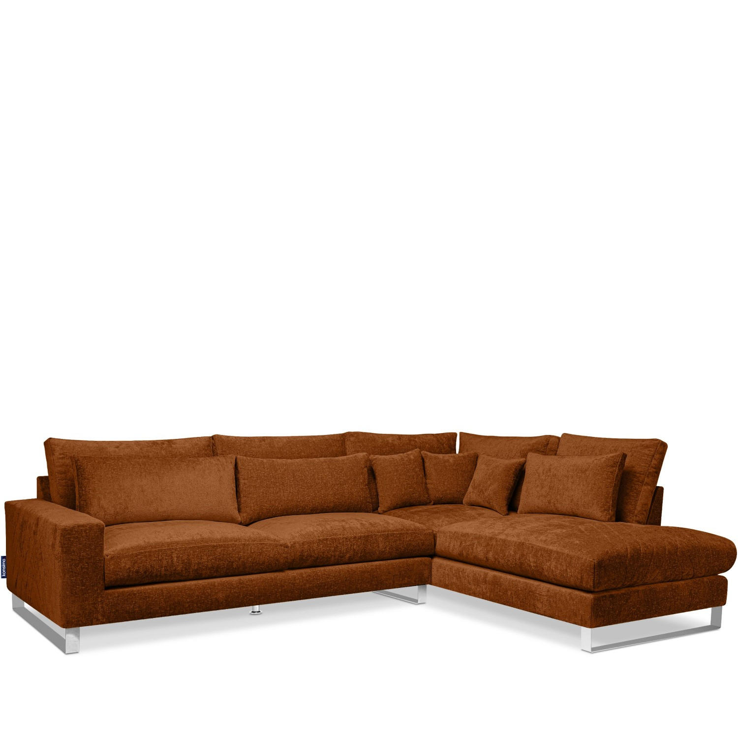 ECKSOFA RECHTS BRENTIS Chenille-Stoff, Orangerot - Orange, Textil (314/224cm) - KONSIMO®