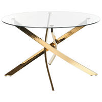 ESSTISCH 120/75 cm Transparent, goldfarben Rund Maramo - Transparent, Glas (120/120/75cm) - Beliani
